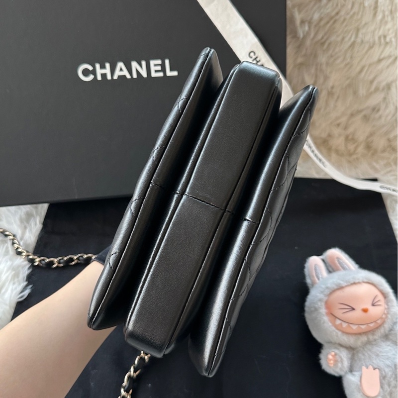 【配件：防塵袋 💕】Chanel 24B Trendy cc 經典款 mini 黑金 黑色 金扣 羊皮 手提 單肩 斜挎-4