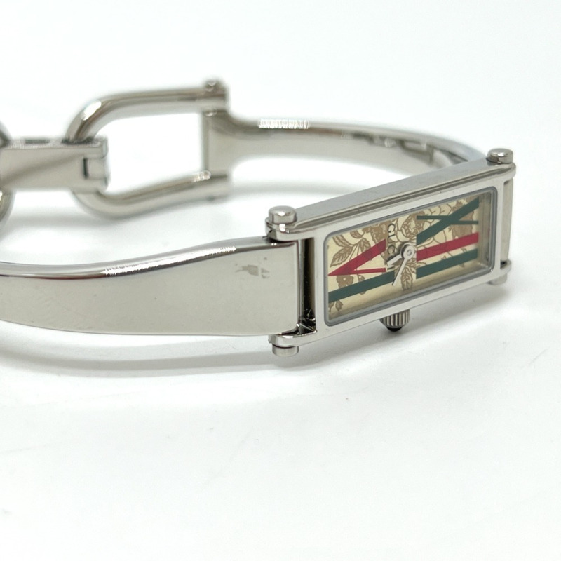 GUCCI 1500L 方形手鐲腕錶,石英機芯,不鏽鋼錶殼,女士款,銀色-3