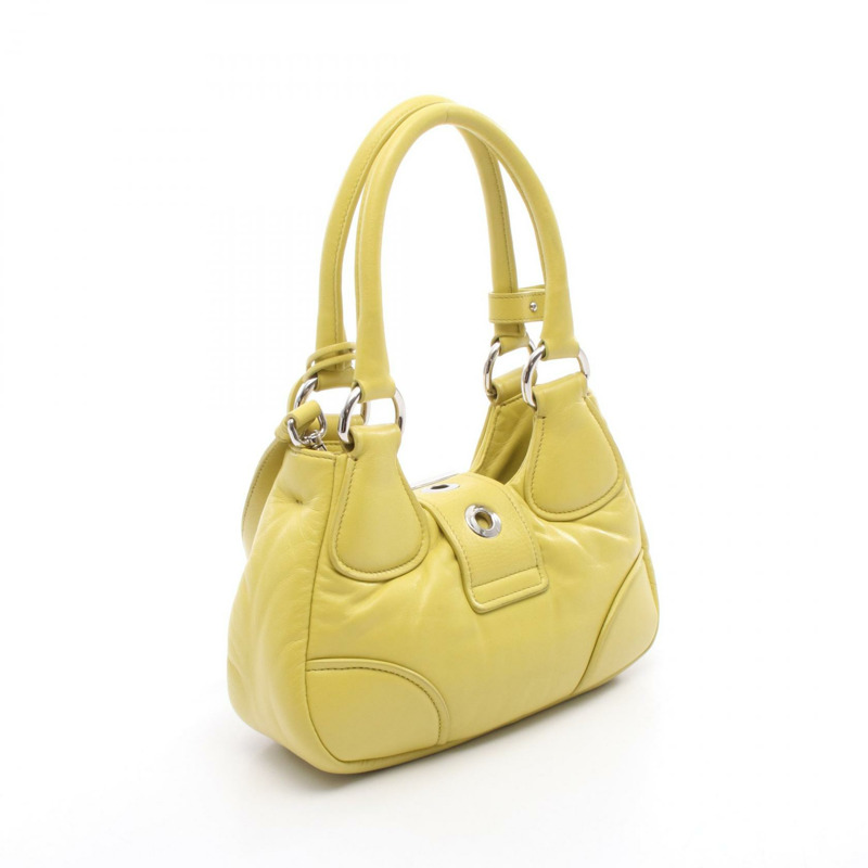 PRADA MOON 單肩斜背包 1BA381 黃色皮革 二手 女士-1