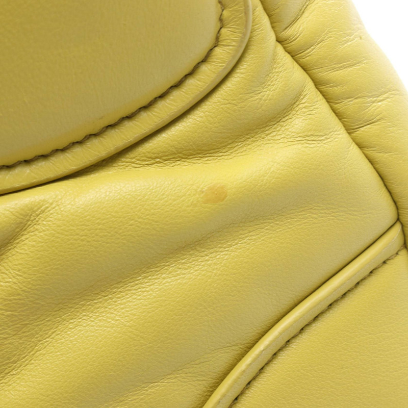 PRADA MOON 單肩斜背包 1BA381 黃色皮革 二手 女士-5