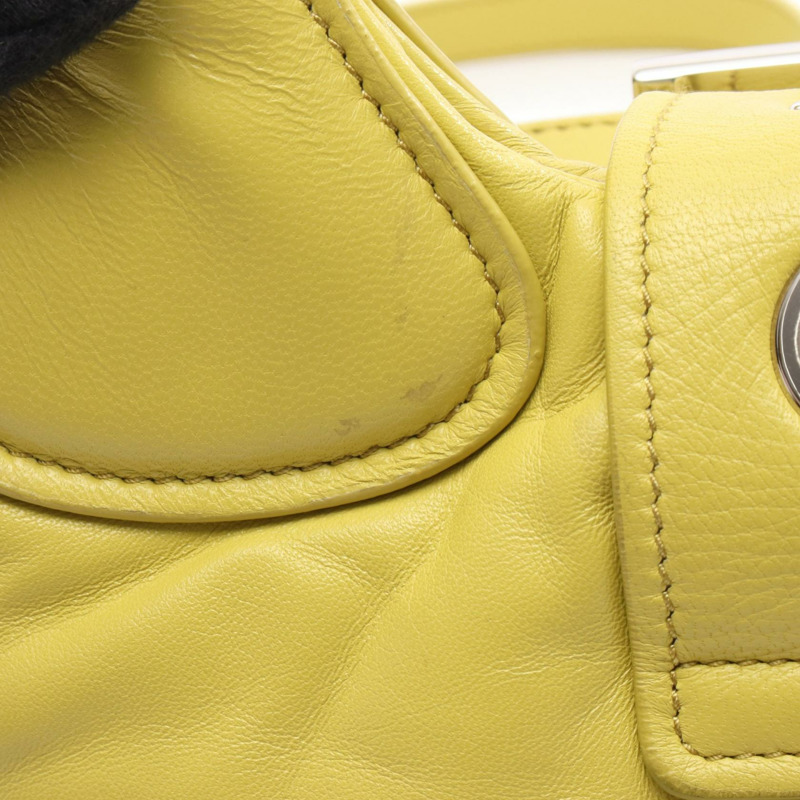 PRADA MOON 單肩斜背包 1BA381 黃色皮革 二手 女士-7