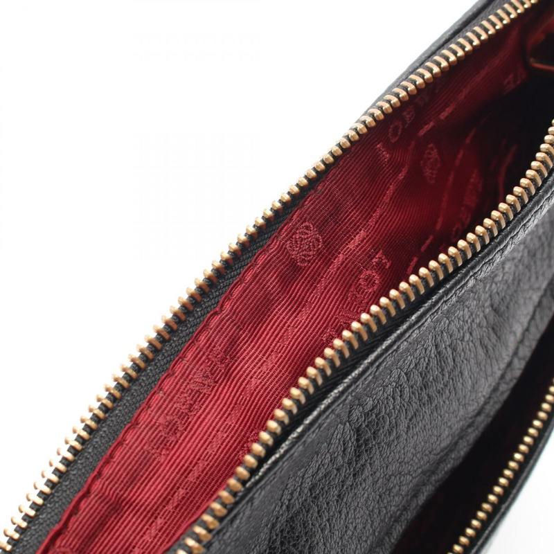 LOEWE Anagram 女士黑色真皮單肩斜背包(二手)-7