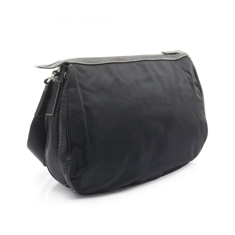 PRADA 黑色尼龍皮革單肩斜背包，二手女款-1