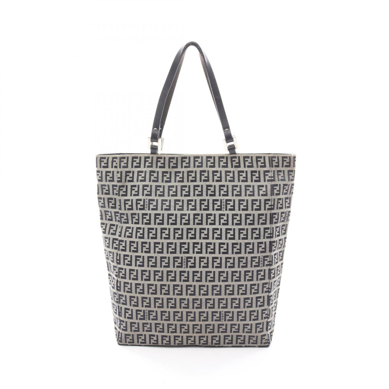 FENDI Zucchino 手提水桶包,帆布皮革材質,米色/海軍藍,二手女款-0