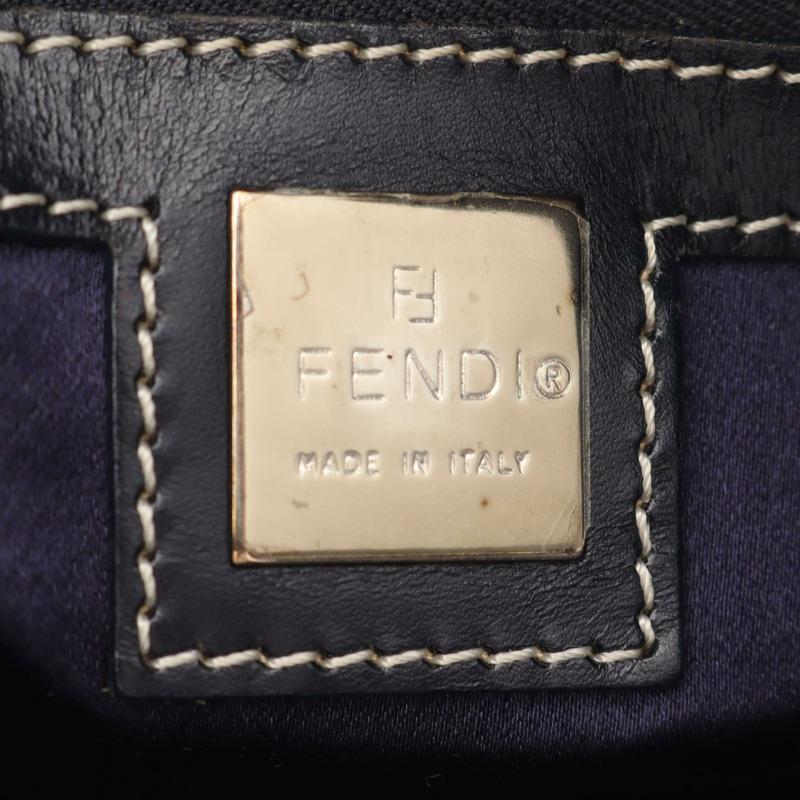 FENDI Zucchino 手提水桶包,帆布皮革材質,米色/海軍藍,二手女款-3
