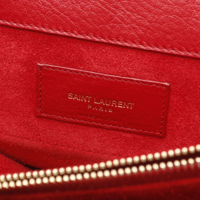 SAINT LAURENT PARIS Muse 斜背包/單肩包,紅色二手皮革款-3