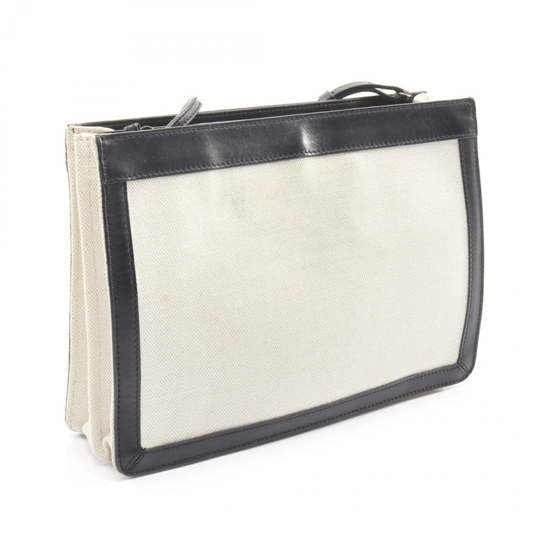 BALENCIAGA 海軍藍 Pochette 單肩斜背包 339937 帆布皮革 米色二手-1