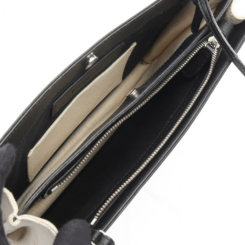 BALENCIAGA 海軍藍 Pochette 單肩斜背包 339937 帆布皮革 米色二手-2