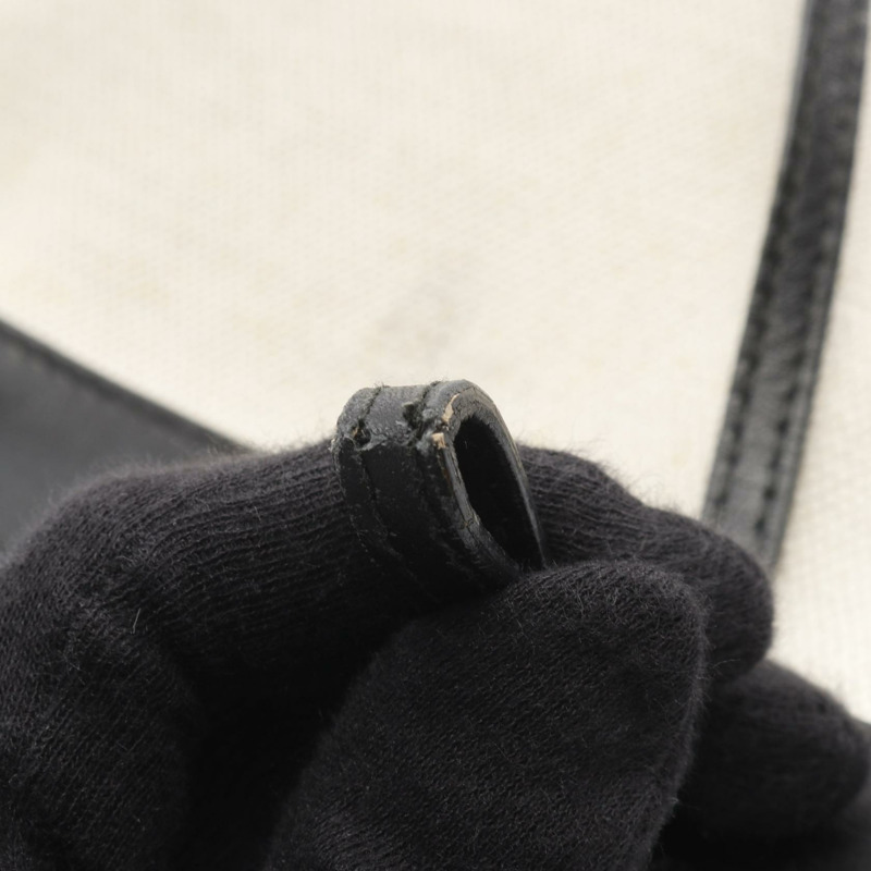 BALENCIAGA 海軍藍 Pochette 單肩斜背包 339937 帆布皮革 米色二手-4