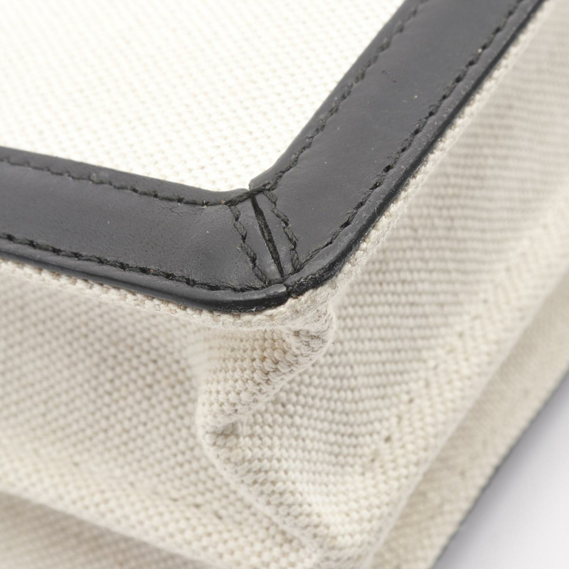 BALENCIAGA 海軍藍 Pochette 單肩斜背包 339937 帆布皮革 米色二手-5