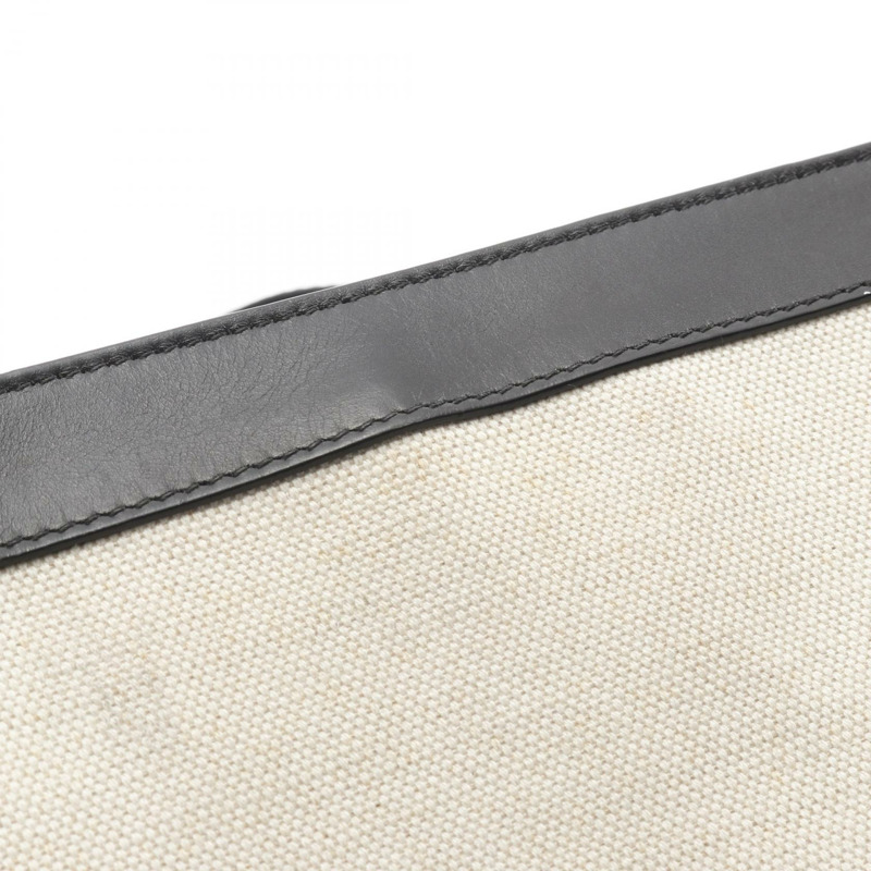 BALENCIAGA 海軍藍 Pochette 單肩斜背包 339937 帆布皮革 米色二手-8