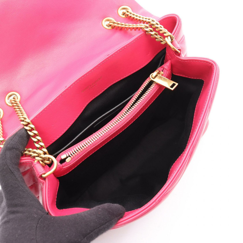 SAINT LAURENT PARIS Lulu 小號鏈條單肩包 494699 皮革 粉紅色 二手 女士-2