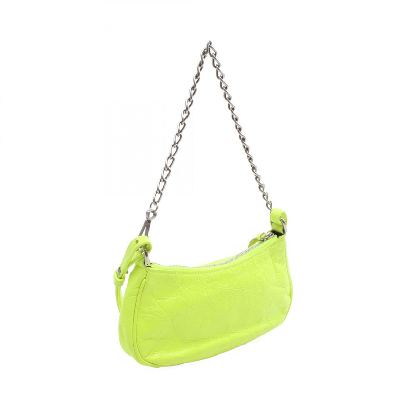 BALENCIAGA LE CAGOLE MINI BB 鏈條斜背包,皮革材質,螢光黃-1