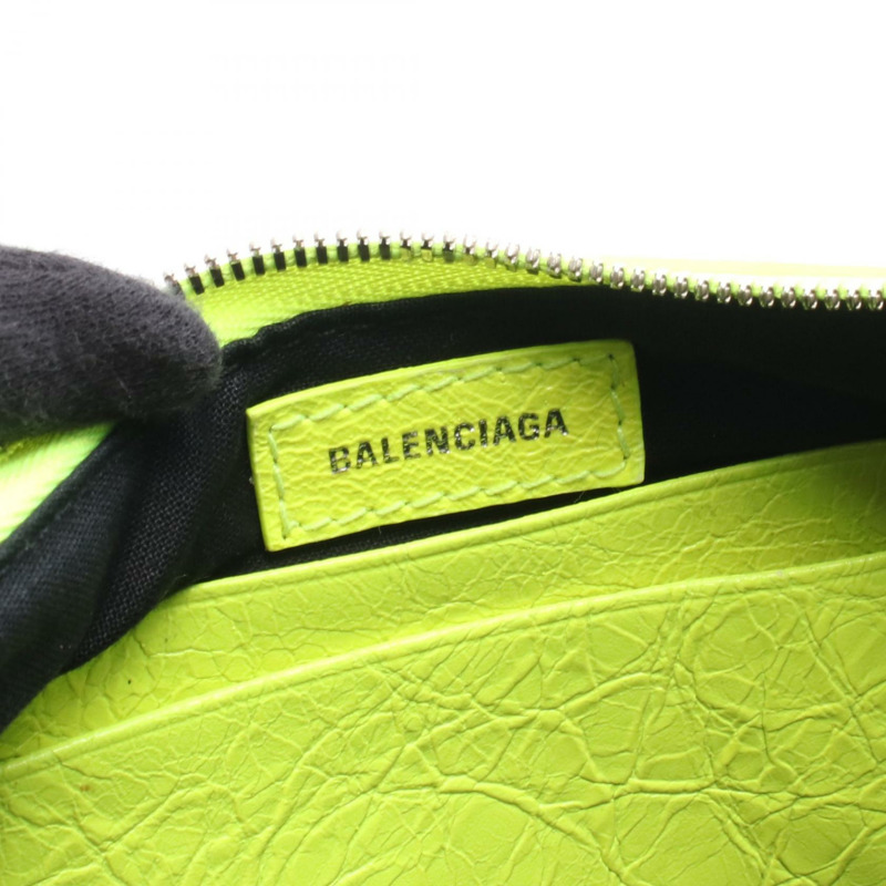 BALENCIAGA LE CAGOLE MINI BB 鏈條斜背包,皮革材質,螢光黃-3