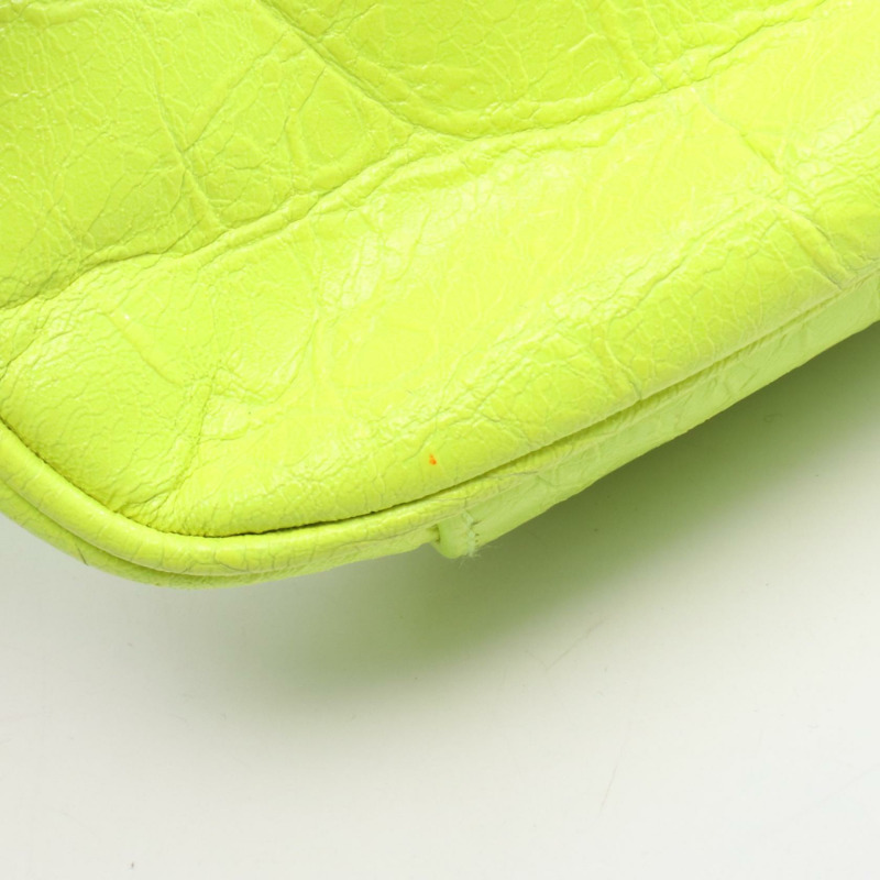 BALENCIAGA LE CAGOLE MINI BB 鏈條斜背包,皮革材質,螢光黃-6