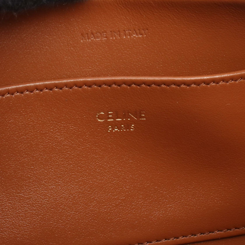 CELINE Cuir Triomphe 迷你相機單肩包，棕色皮革，二手女款-3