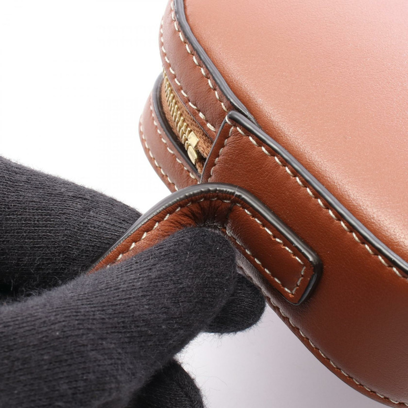 CELINE Cuir Triomphe 迷你相機單肩包，棕色皮革，二手女款-4