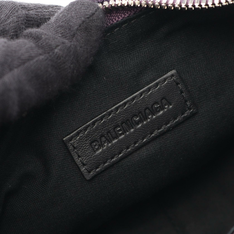 巴黎世家 (BALENCIAGA) LE CAGOLE XS 單肩包 671309 皮革 金屬紫色 二手 女士-3