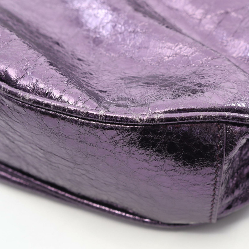 巴黎世家 (BALENCIAGA) LE CAGOLE XS 單肩包 671309 皮革 金屬紫色 二手 女士-6