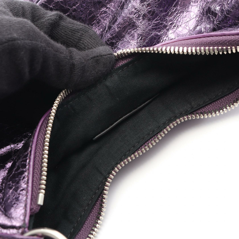 巴黎世家 (BALENCIAGA) LE CAGOLE XS 單肩包 671309 皮革 金屬紫色 二手 女士-7
