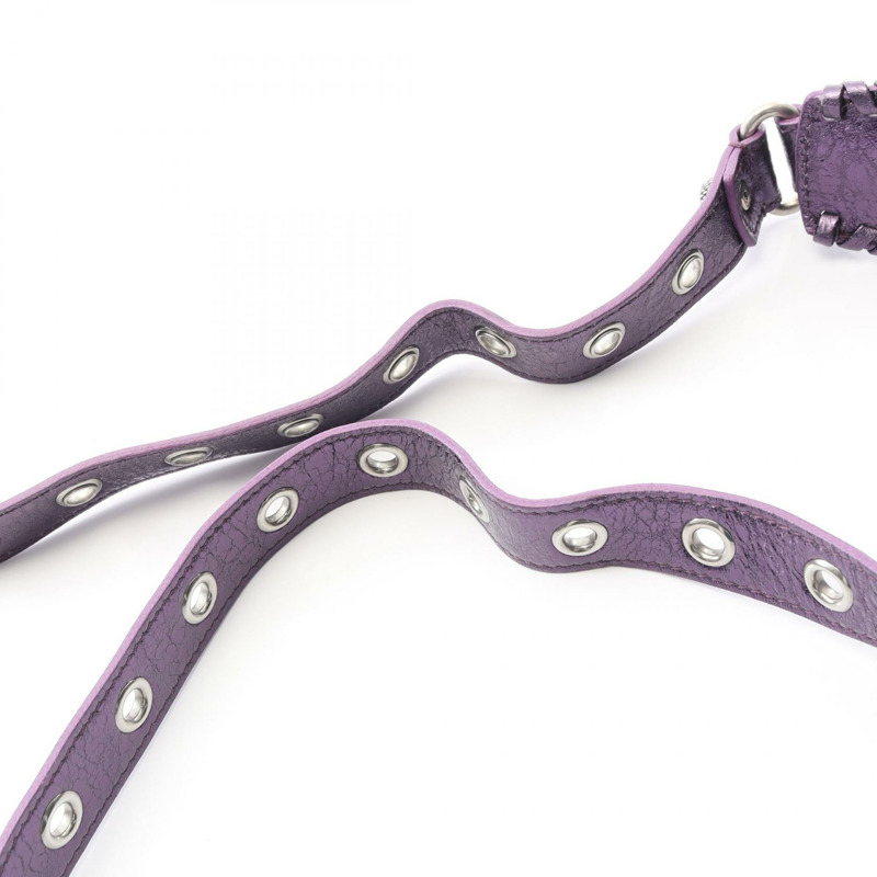 巴黎世家 (BALENCIAGA) LE CAGOLE XS 單肩包 671309 皮革 金屬紫色 二手 女士-8