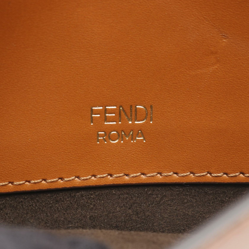FENDI FLAT BAGUETTE 斜背包 8BS039 皮革帆布 棕色 二手-3