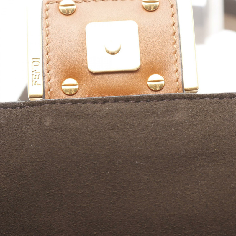 FENDI FLAT BAGUETTE 斜背包 8BS039 皮革帆布 棕色 二手-4