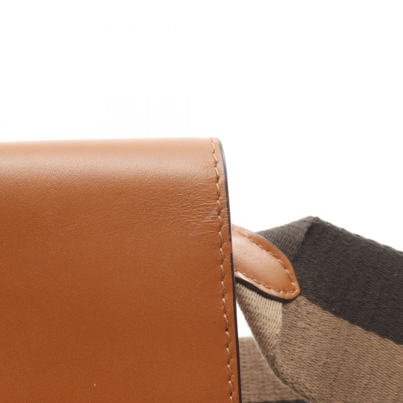 FENDI FLAT BAGUETTE 斜背包 8BS039 皮革帆布 棕色 二手-6