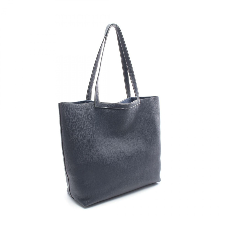 愛馬仕 Cabas Sellier 46 手提包 Clemence 皮革 海軍藍 nuit 二手 女士 Z-1