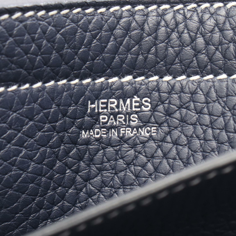 愛馬仕 Cabas Sellier 46 手提包 Clemence 皮革 海軍藍 nuit 二手 女士 Z-3