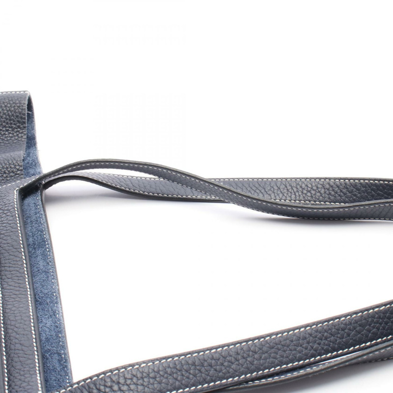 愛馬仕 Cabas Sellier 46 手提包 Clemence 皮革 海軍藍 nuit 二手 女士 Z-6