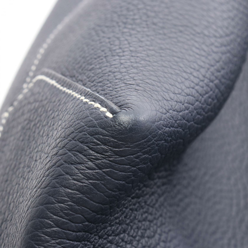 愛馬仕 Cabas Sellier 46 手提包 Clemence 皮革 海軍藍 nuit 二手 女士 Z-7