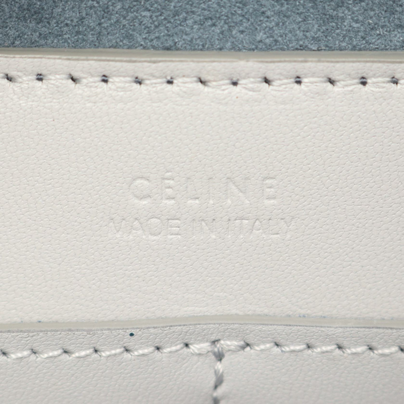 CELINE 小號軟立方體單肩斜背包，皮革材質，藍灰色，二手女款-3