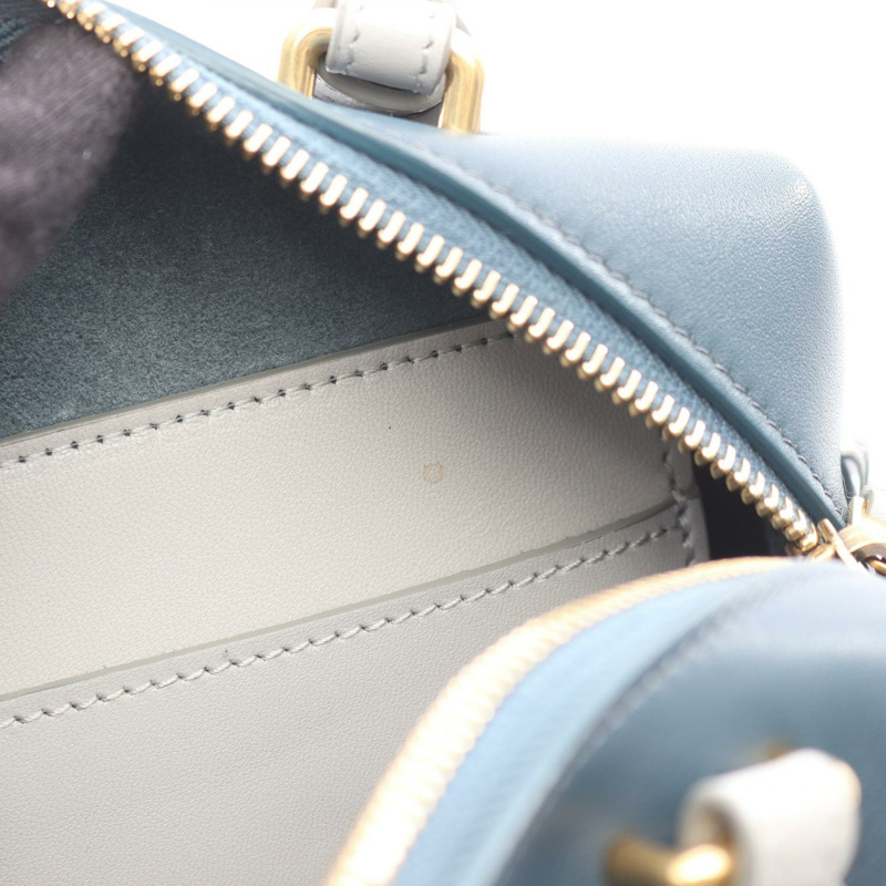 CELINE 小號軟立方體單肩斜背包，皮革材質，藍灰色，二手女款-4