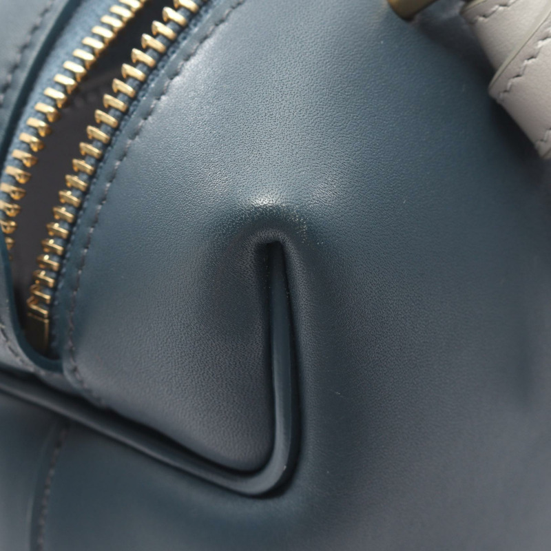 CELINE 小號軟立方體單肩斜背包，皮革材質，藍灰色，二手女款-6