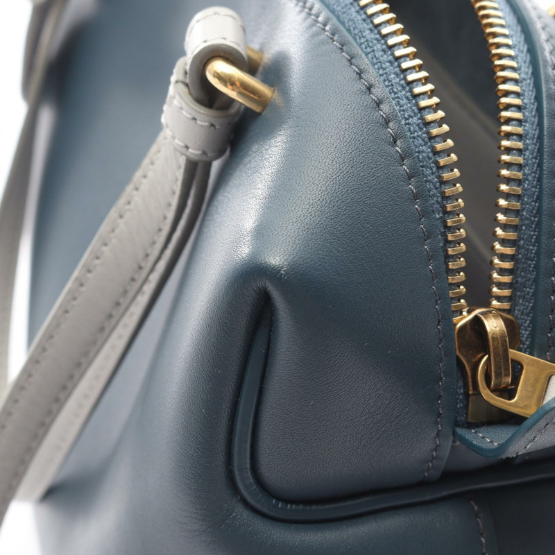 CELINE 小號軟立方體單肩斜背包，皮革材質，藍灰色，二手女款-7