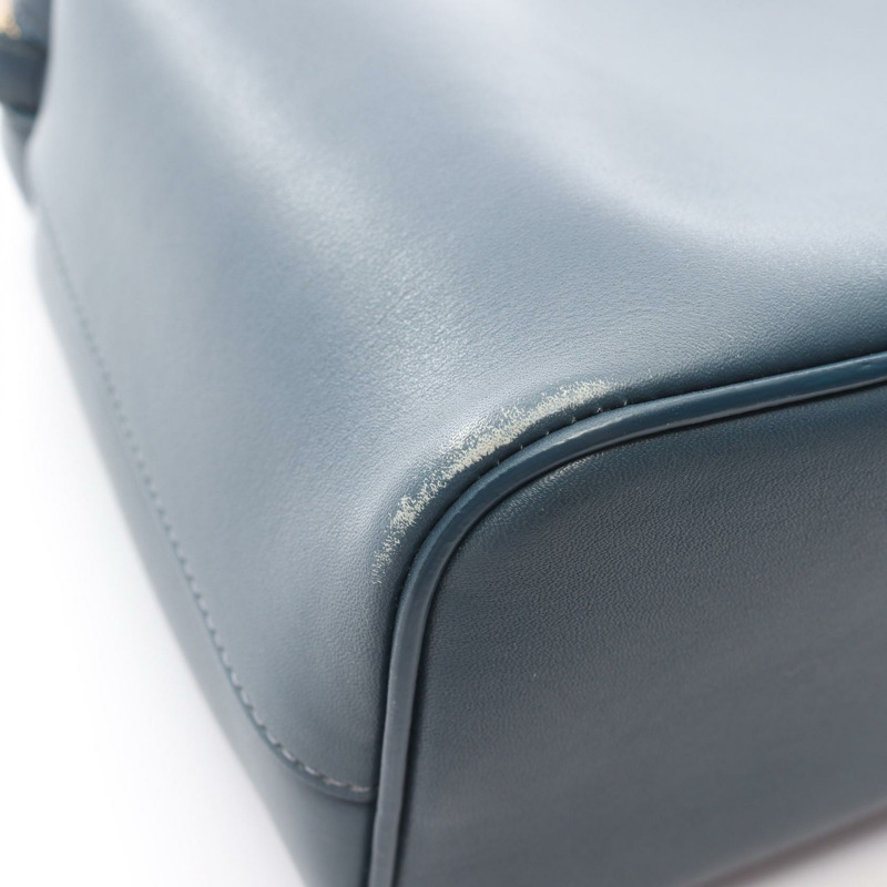 CELINE 小號軟立方體單肩斜背包，皮革材質，藍灰色，二手女款-11