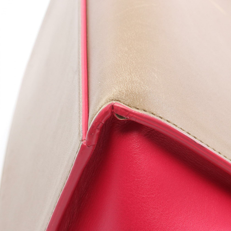 CELINE Trapeze 小號兩用肩背包 174683 皮革 棕色 粉紅色 二手 Phoebe-10