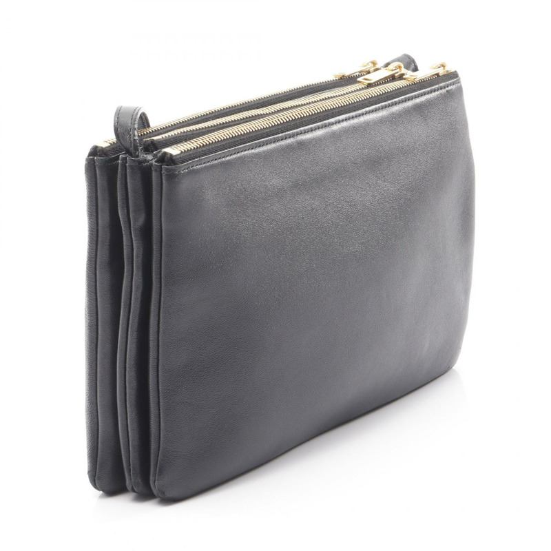 CELINE TRIO LARGE 肩背斜背包 黑色真皮 二手 女士-1