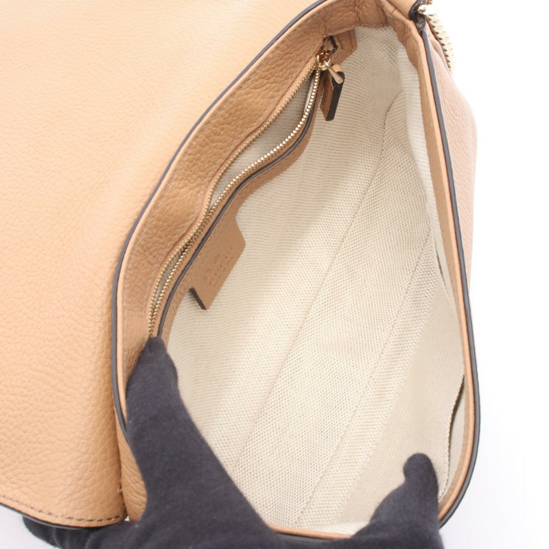 GUCCI Soho 互扣式 G 斜背鏈條包 536224 棕色皮革 二手-2