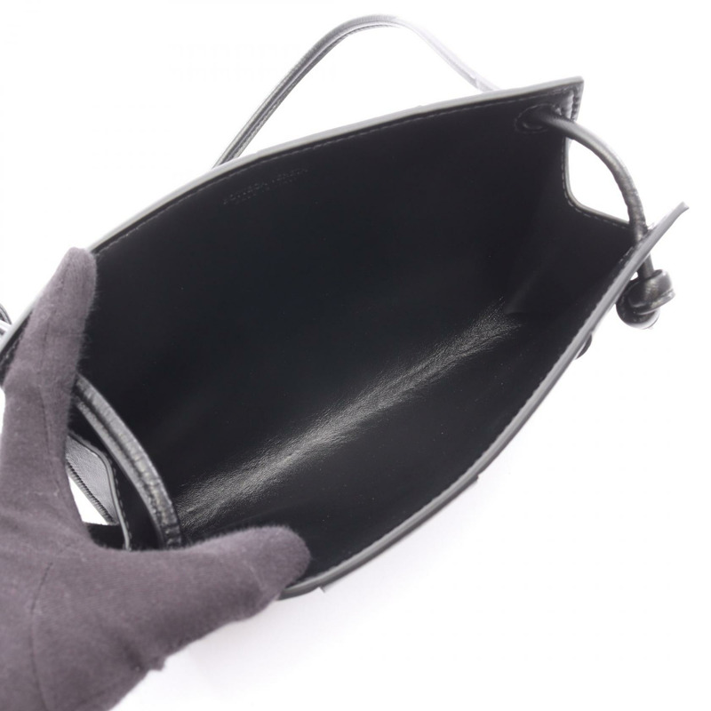 BOTTEGA VENETA 迷你 Cassette Maxi Intrecciato 編織肩背包 755842VCQC28425 黑色皮革 全新 女士-2