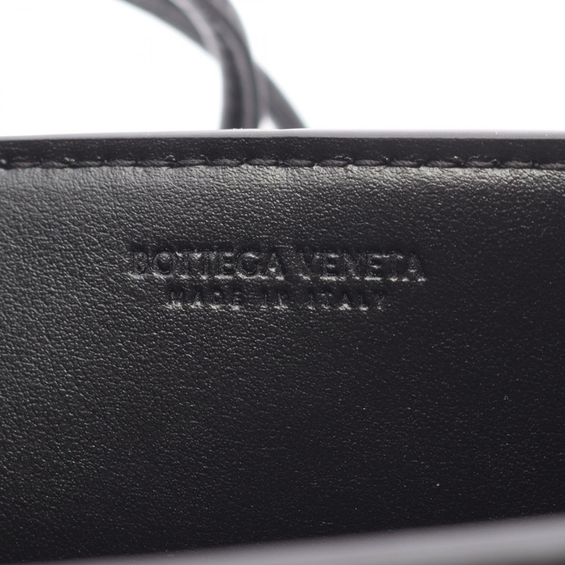 BOTTEGA VENETA 迷你 Cassette Maxi Intrecciato 編織肩背包 755842VCQC28425 黑色皮革 全新 女士-3