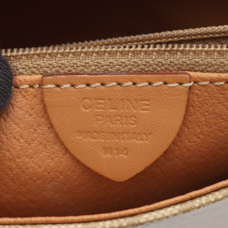 CELINE Macadam 肩挎斜背包，帆布皮革，米色/棕色，二手女款-3