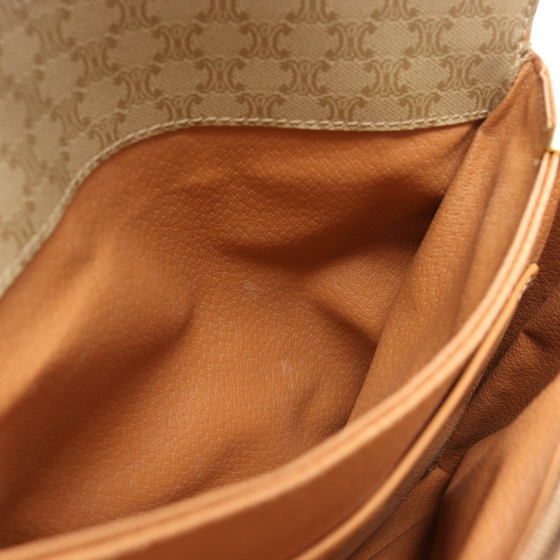 CELINE Macadam 肩挎斜背包，帆布皮革，米色/棕色，二手女款-9