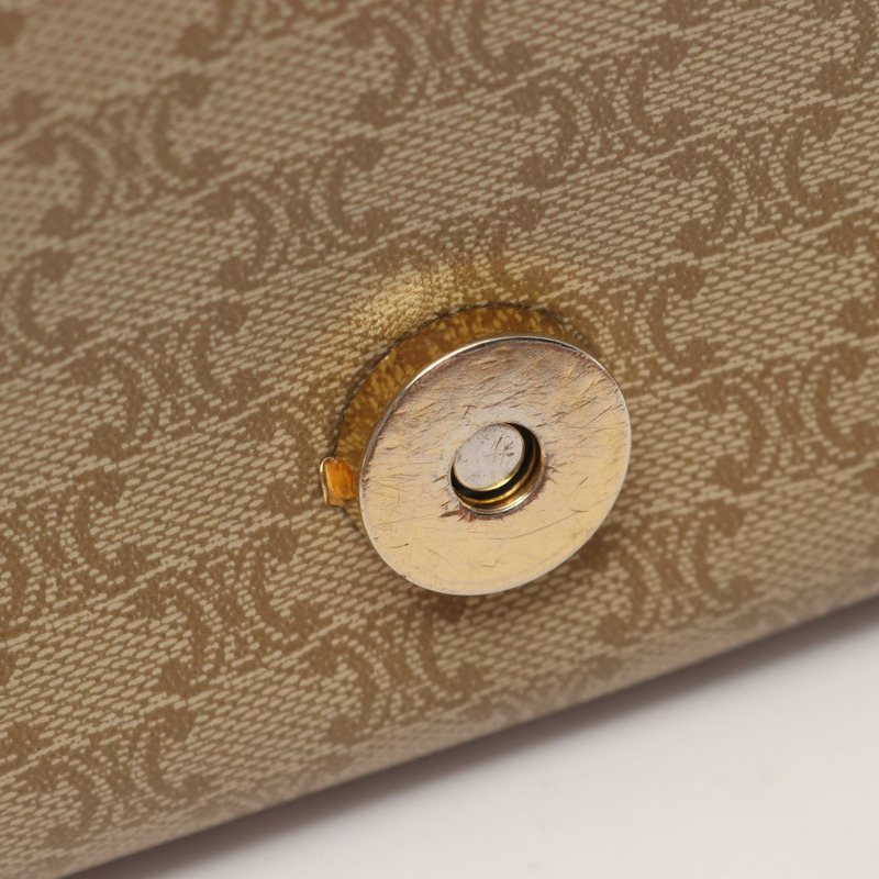 CELINE Macadam 肩挎斜背包，帆布皮革，米色/棕色，二手女款-14