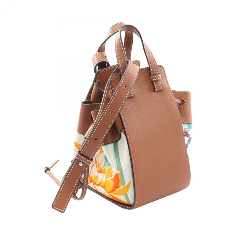 LOEWE Hammock 迷你抽繩單肩斜背包，花卉印花皮革-1