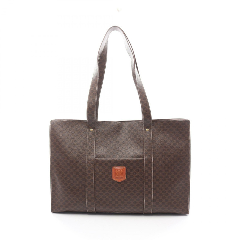 CELINE Macadam 手提單肩包,棕色帆布皮革,二手女款-0