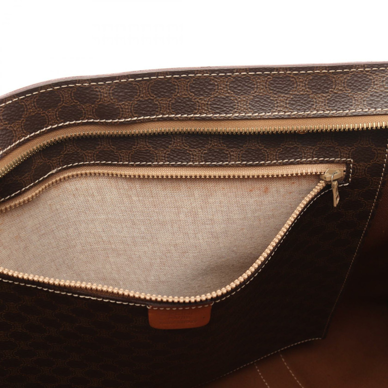 CELINE Macadam 手提單肩包,棕色帆布皮革,二手女款-4