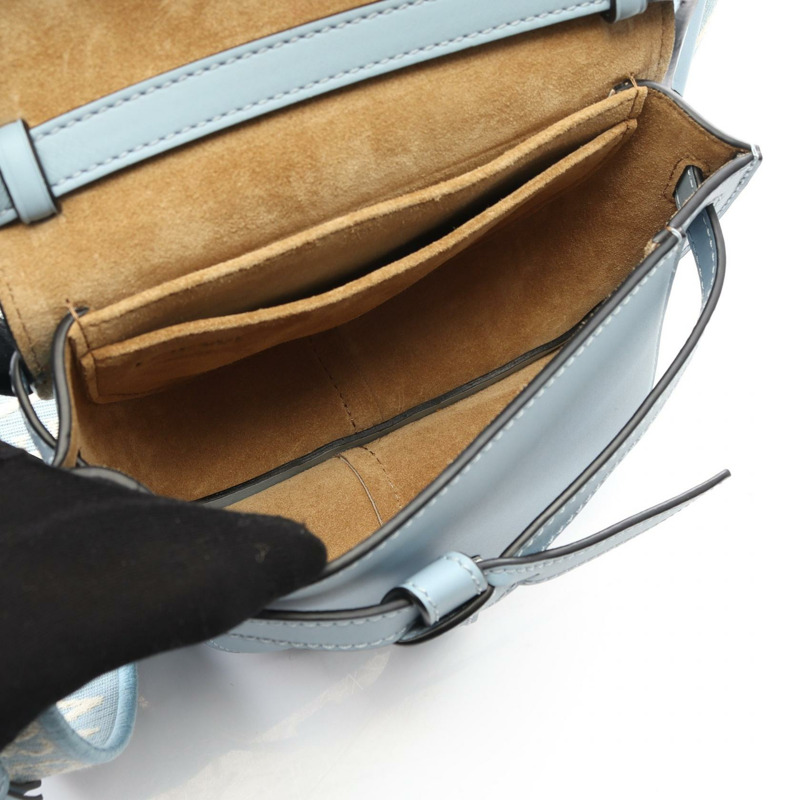 LOEWE Gate 雙肩包迷你斜背包,皮革材質,藍色,二手女款-2