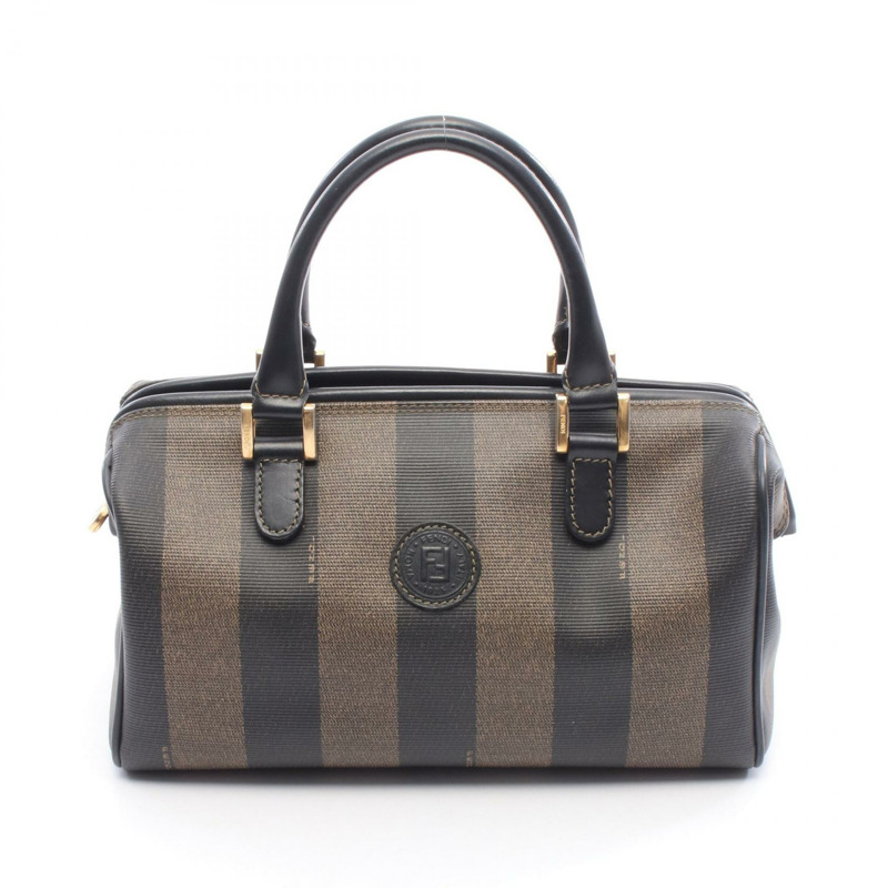 FENDI Pequin 手提包 259023 帆布皮革 棕色黑色 二手 女士-0